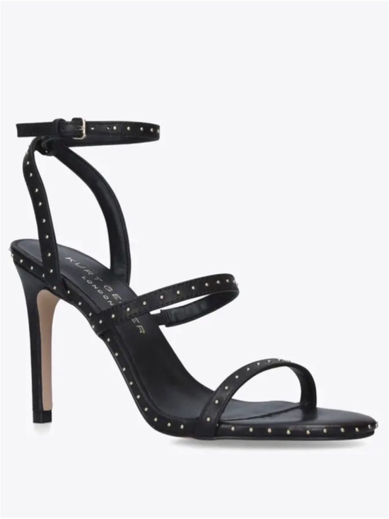 Kurt Geiger Shoes - Kurt Geiger Portia Black Leather Gold Studded Strappy Heel Sandal -36.5/6.5 0511